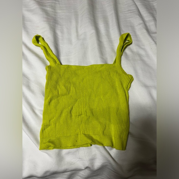Bright Yellow/Green Knit Tank Top Garage - Picture 2 of 4